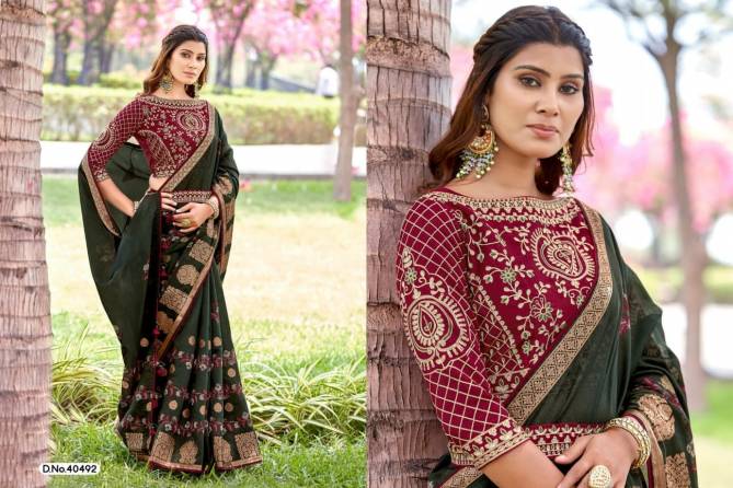 Shivali 2 5D Embroidery Blouse Cotton Jacquard Wedding Sarees Wholesale Online